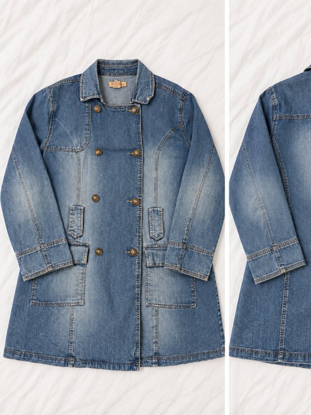 Paris Blues Denim Trench Coat Jacket Plus Size 2X